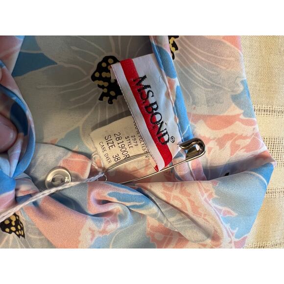 Vintage Ms Bond Volup Pastel Floral Polyester Blouse with Bow Detail - Picture 3 of 8